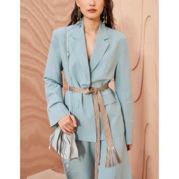 Ulla Johnson Linen-Blend Ellery Belted Blazer Jacket - Picture 1 of 7